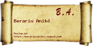 Berariu Anikó névjegykártya